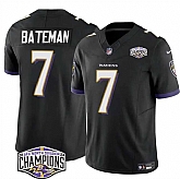 Men's Baltimore Ravens #7 Rashod Bateman Black F.U.S.E 2024 AFC North Division Champions Vapor Limited Jersey,baseball caps,new era cap wholesale,wholesale hats