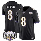 Men's Baltimore Ravens #8 Lamar Jackson Black F.U.S.E 2024 AFC North Division Champions Vapor Limited Jersey,baseball caps,new era cap wholesale,wholesale hats