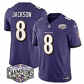 Men's Baltimore Ravens #8 Lamar Jackson Purple F.U.S.E 2024 AFC North Division Champions Vapor Limited Jersey,baseball caps,new era cap wholesale,wholesale hats