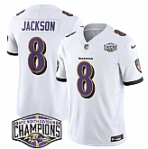 Men's Baltimore Ravens #8 Lamar Jackson White F.U.S.E 2024 AFC North Division Champions Vapor Limited Jersey,baseball caps,new era cap wholesale,wholesale hats