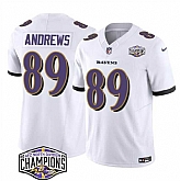 Men's Baltimore Ravens #89 Mark Andrews White F.U.S.E 2024 AFC North Division Champions Vapor Limited Jersey,baseball caps,new era cap wholesale,wholesale hats