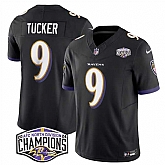 Men's Baltimore Ravens #9 Justin Tucker Black F.U.S.E 2024 AFC North Division Champions Vapor Limited Jersey,baseball caps,new era cap wholesale,wholesale hats