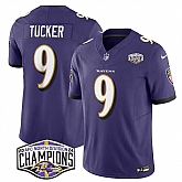 Men's Baltimore Ravens #9 Justin Tucker Purple F.U.S.E 2024 AFC North Division Champions Vapor Limited Jersey,baseball caps,new era cap wholesale,wholesale hats