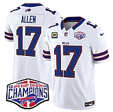 Men's Buffalo Bills #17 Josh Allen White F.U.S.E. 2024 AFC East Division Champions With 4-Star C Ptach Vapor Limited Stitched Jersey,baseball caps,new era cap wholesale,wholesale hats