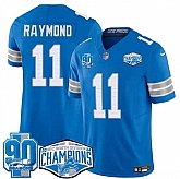 Men's Detroit Lions #11 Kalif Raymond Blue 2024 NFC North Champions 90th Anniversary Patch F.U.S.E. Vapor Limited Stitched Jersey,baseball caps,new era cap wholesale,wholesale hats