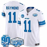 Men's Detroit Lions #11 Kalif Raymond White 2024 NFC North Champions 90th Anniversary Patch F.U.S.E. Vapor Limited Stitched Jersey,baseball caps,new era cap wholesale,wholesale hats