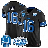 Men's Detroit Lions #16 Jared Goff Black 2024 NFC North Champions 90th Anniversary Patch F.U.S.E. Vapor Limited Stitched Jersey,baseball caps,new era cap wholesale,wholesale hats