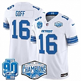 Men's Detroit Lions #16 Jared Goff White 2024 NFC North Champions 90th Anniversary Patch F.U.S.E. Vapor Limited Stitched Jersey,baseball caps,new era cap wholesale,wholesale hats