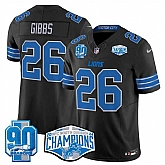 Men's Detroit Lions #26 Jahmyr Gibbs Black 2024 NFC North Champions 90th Anniversary Patch F.U.S.E. Vapor Limited Stitched Jersey,baseball caps,new era cap wholesale,wholesale hats