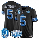 Men's Detroit Lions #5 David Montgomery Black 2024 NFC North Champions 90th Anniversary Patch F.U.S.E. Vapor Limited Stitched Jersey,baseball caps,new era cap wholesale,wholesale hats