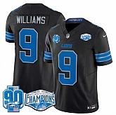 Men's Detroit Lions #9 Jameson Williams Black 2024 NFC North Champions 90th Anniversary Patch F.U.S.E. Vapor Limited Stitched Jersey,baseball caps,new era cap wholesale,wholesale hats