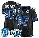 Men's Detroit Lions #97 Aidan Hutchinson Black 2024 NFC North Champions 90th Anniversary Patch F.U.S.E. Vapor Limited Stitched Jersey,baseball caps,new era cap wholesale,wholesale hats