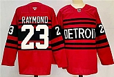 Men's Detroit Red Wings #23 Lucas Raymond Red 2024-25 Reverse Retro Stitched Jersey,baseball caps,new era cap wholesale,wholesale hats