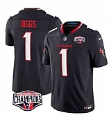 Men's Houston Texans #1 Stefon Diggs Navy F.U.S.E. 2024 AFC South Division Champions Vapor Limited Stitched Jersey,baseball caps,new era cap wholesale,wholesale hats