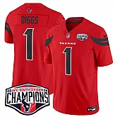 Men's Houston Texans #1 Stefon Diggs Red F.U.S.E. 2024 AFC South Division Champions Vapor Limited Stitched Jersey,baseball caps,new era cap wholesale,wholesale hats