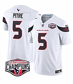 Men's Houston Texans #5 Jalen Pitre White F.U.S.E. 2024 AFC South Division Champions Vapor Limited Stitched Jersey,baseball caps,new era cap wholesale,wholesale hats