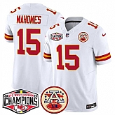 Men's Kansas City Chiefs #15 Patrick Mahomes White F.U.S.E. 2024 AFC West Division Champions Vapor Limited Stitched Jersey,baseball caps,new era cap wholesale,wholesale hats