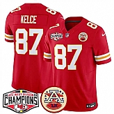 Men's Kansas City Chiefs #87 Travis Kelce Red F.U.S.E. 2024 AFC West Division Champions Vapor Limited Stitched Jersey,baseball caps,new era cap wholesale,wholesale hats