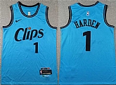 Men's Los Angeles Clippers #1 James Harden Light Blue 2024 City Edition Stitched Jersey,baseball caps,new era cap wholesale,wholesale hats