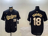 Men's Los Angeles Dodgers #18 Yoshinobu Yamamoto Black Gold Limited Stitched Jersey,baseball caps,new era cap wholesale,wholesale hats