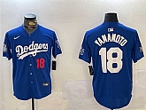 Men's Los Angeles Dodgers #18 Yoshinobu Yamamoto Royal 2024 World Series Patch Alternate Limited Stitched Jersey,baseball caps,new era cap wholesale,wholesale hats