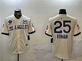 Men's Los Angeles Dodgers #25 Tommy Edman Cream 2024 World Series With Fernando Memorial Patch City Connect Limited Stitched Jersey,baseball caps,new era cap wholesale,wholesale hats