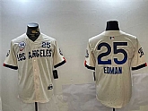 Men's Los Angeles Dodgers #25 Tommy Edman Cream 2024 World Series With No. 34 Patch City Connect Limited Stitched Jersey,baseball caps,new era cap wholesale,wholesale hats