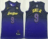 Men's Los Angeles Lakers #9 Bronny James Jr Purple 2024 City Edition Swingman Sponsor Stitched Jersey,baseball caps,new era cap wholesale,wholesale hats