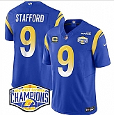 Men's Los Angeles Rams #9 Matthew Stafford Blue 2024 NFC West Champions With 4-Star C Patch F.U.S.E. Vapor Untouchable Stitched Jersey,baseball caps,new era cap wholesale,wholesale hats