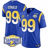 Men's Los Angeles Rams #99 Aaron Donald Blue 2024 NFC West Champions With 4-Star C Patch F.U.S.E. Vapor Untouchable Stitched Jersey,baseball caps,new era cap wholesale,wholesale hats