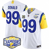 Men's Los Angeles Rams #99 Aaron Donald White 2024 NFC West Champions With 4-Star C Patch F.U.S.E. Vapor Untouchable Stitched Jersey,baseball caps,new era cap wholesale,wholesale hats