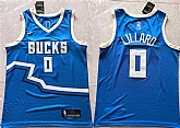 Men's Milwaukee Bucks #0 Damian Lillard Royal 2024 City Edition Stitched Basketball Jersey,baseball caps,new era cap wholesale,wholesale hats