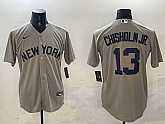 Men's New York Yankees #13 Jazz Chisholm Jr. Grey Cool Base Stitched Jersey,baseball caps,new era cap wholesale,wholesale hats