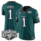 Men's Philadelphia Eagles #1 Jalen Hurts Green 2024 New NFC East Champions With 3-Star C Patch F.U.S.E. Vapor Untouchable Limited Stitched Jersey,baseball caps,new era cap wholesale,wholesale hats