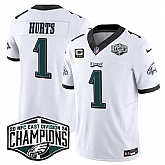 Men's Philadelphia Eagles #1 Jalen Hurts White 2024 NFC East Champions With 3-Star C Patch F.U.S.E. Vapor Untouchable Limited Stitched Jersey,baseball caps,new era cap wholesale,wholesale hats