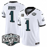 Men's Philadelphia Eagles #1 Jalen Hurts White 2024 New NFC East Champions With 3-Star C Patch F.U.S.E. Vapor Untouchable Limited Stitched Jersey,baseball caps,new era cap wholesale,wholesale hats