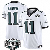 Men's Philadelphia Eagles #11 A.J. Brown White 2024 New NFC East Champions F.U.S.E. Vapor Untouchable Limited Stitched Jersey,baseball caps,new era cap wholesale,wholesale hats