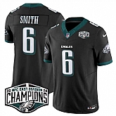 Men's Philadelphia Eagles #6 DeVonta Smith Black 2024 New NFC East Champions F.U.S.E. Vapor Untouchable Limited Stitched Jersey,baseball caps,new era cap wholesale,wholesale hats