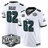 Men's Philadelphia Eagles #62 Jason Kelce White 2024 New NFC East Champions With 4-Star C Patch F.U.S.E. Vapor Untouchable Limited Stitched Jersey,baseball caps,new era cap wholesale,wholesale hats