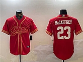 Men's San Francisco 49ers #23 Christian McCaffrey Red Cool Base Stitched Baseball Jersey,baseball caps,new era cap wholesale,wholesale hats