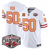 Men's Tampa Bay Buccaneers #50 Vita Vea White F.U.S.E. 2024 NFC South Champions With 3-Star C Patch Limited Stitched Jersey,baseball caps,new era cap wholesale,wholesale hats