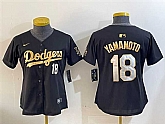 Women's Los Angeles Dodgers #18 Yoshinobu Yamamoto Black Gold Limited Stitched Jersey,baseball caps,new era cap wholesale,wholesale hats