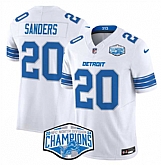 Men's Detroit Lions #20 Barry Sanders White 2024 NFC North Champions F.U.S.E. Vapor Limited Stitched Jersey,baseball caps,new era cap wholesale,wholesale hats