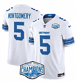 Men's Detroit Lions #5 David Montgomery White 2024 NFC North Champions F.U.S.E. Vapor Limited Stitched Jersey,baseball caps,new era cap wholesale,wholesale hats