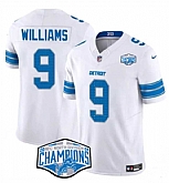 Men's Detroit Lions #9 Jameson Williams White 2024 NFC North Champions F.U.S.E. Vapor Limited Stitched Jersey,baseball caps,new era cap wholesale,wholesale hats