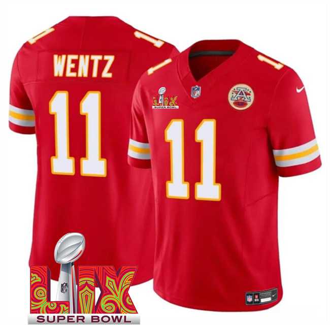 Men & Women & Youth Kansas City Chiefs #11 Carson Wentz Red 2025 Super Bowl LIX Patch F.U.S.E. Vapor Limited Stitched Jersey,We sell and wholesale Men & Women & Youth Kansas City Chiefs #11 Carson Wentz Red 2025 Super Bowl LIX Patch F.U.S.E. Vapor Limited Stitched Jersey on line form chian!