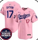 Men's Los Angeles Dodgers #17 Shohei Ohtani Pink 2025 MLB World Tour Tokyo Series Jersey Dzhi,baseball caps,new era cap wholesale,wholesale hats