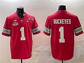 Men's Ohio State Buckeyes #1 Buckeyes Red 2025 CFP Final With National Champions Patch F.U.S.E. Vapor Limited Stitched Football Jersey
