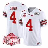 Men's Ohio State Buckeyes #4 Jeremiah Smith White 2025 CFP Final With National Champions Patch F.U.S.E. Vapor Limited Stitched Jersey Dzhi,baseball caps,new era cap wholesale,wholesale hats