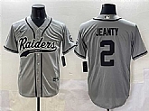 Men's Las Vegas Raiders #2 Ashton Jeanty Grey Cool Base Stitched Baseball Jerseys